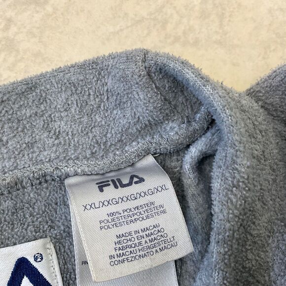 FILA Spell Out Fleece Sweatshirt Embroidered Logo Grey Men’s Size XXL - Picture 14 of 14